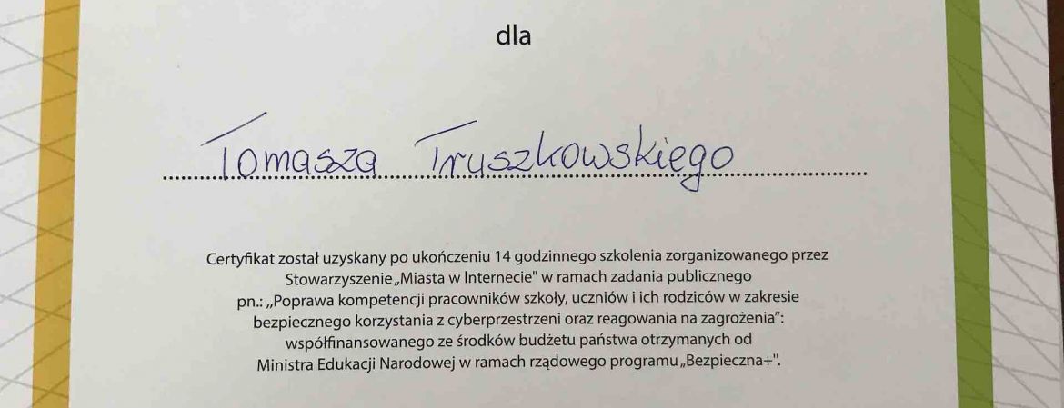 Certyfikat Szkolnego Mentora Cyberbezpieczeństwa