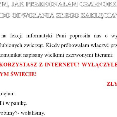 Bajki i wiersze nt: "Moja przygoda w sieci"