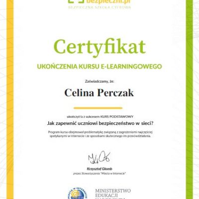 Certyfikaty ukończenia kursu e-learningowego